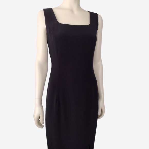 Vintage 1990s Glamourous Black Side Slit Sleeveless Maxi Sheath Dress 12 - Picture 9 of 13
